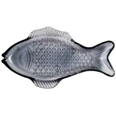  Fiskfat i blått glas B: 15 H: 3 L: 28 - Nostalgiska.se