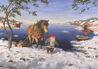  Julkort tomte vid norrlands kustland med häst - A6 format - Nostalgiska.se