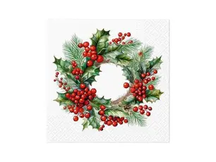  Servett Berry Wreath 33x33 cm - Nostalgiska.se