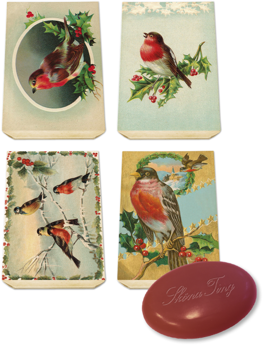 Bild 1,  Gästtvål Juläpple - julfåglar - 4 pack - Nostalgiska.se