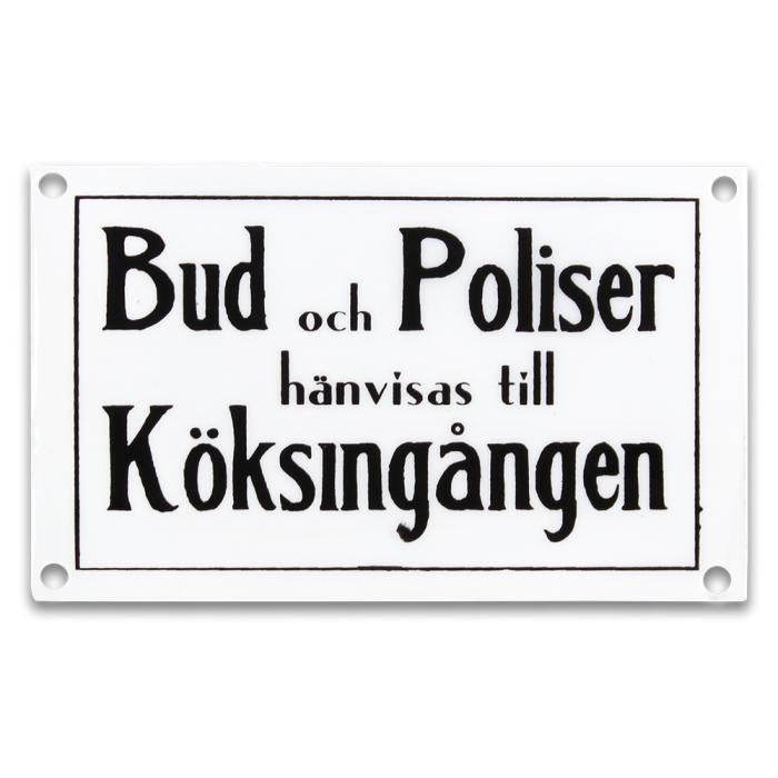 Bild 1,  Emaljskylt Bud och poliser - Nostalgiska.se