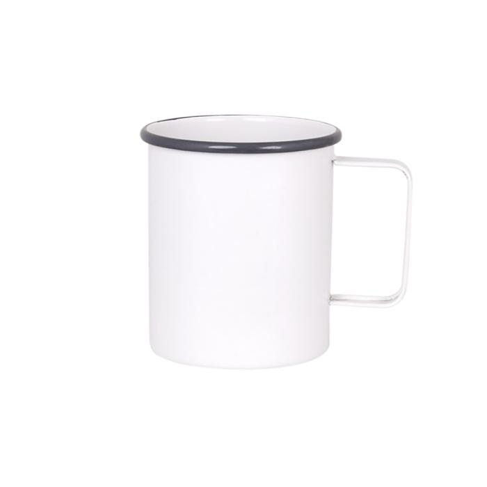 Bild 1,  Mugg i vit emalj - Nostalgiska.se