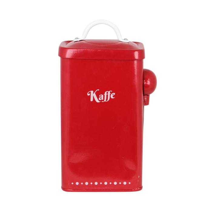 Bild 1,  Plåtburk Röd Kaffeburk med Skopa - Nostalgiska.se