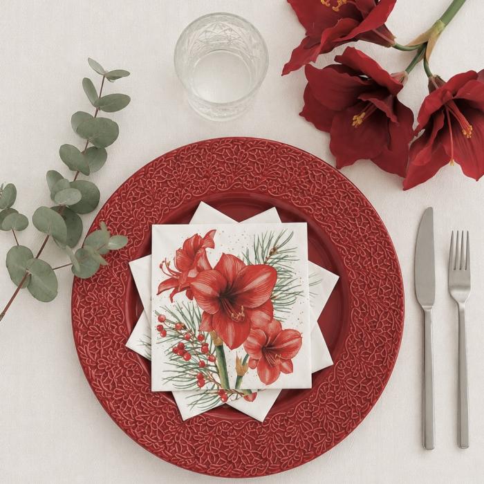 Bild 2,  Julservett Amaryllis 33x33 cm - Nostalgiska.se