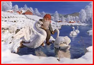  Julbonad tomte med svan - Nostalgiska.se