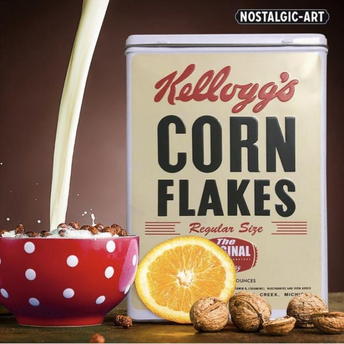 Bild 2,  Plåtburk Hög Rekt XL Kelloggs Logo - Nostalgiska.se