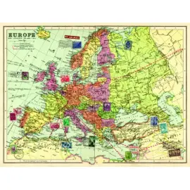  Vintage karta Europa - Nostalgiska.se