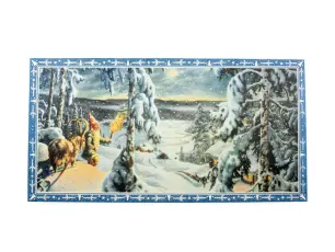  Julbonad tomte med get i snölandskap med - Nostalgiska.se