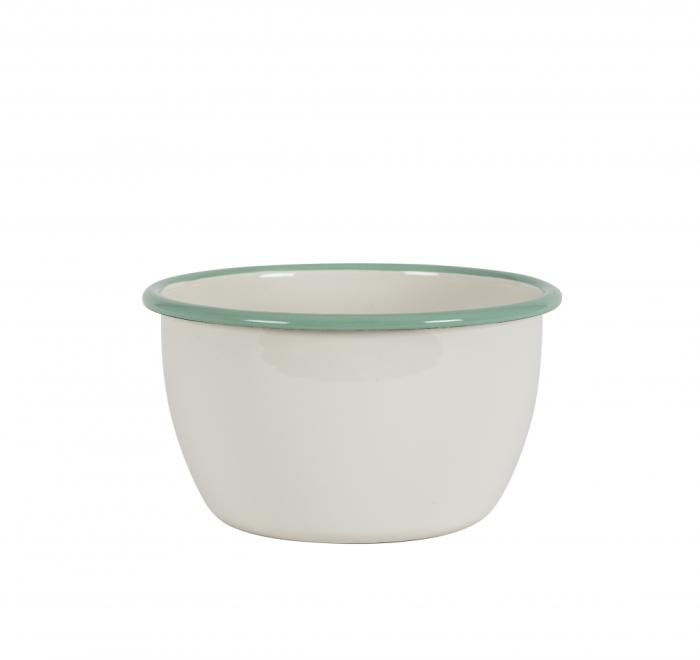 Bild 1, Kockums Skål i emalj Creme/Grön från Kockums 16 cm - Nostalgiska.se