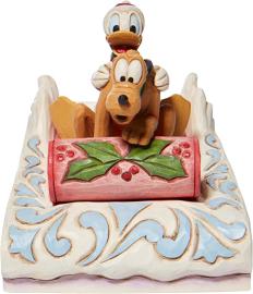 Disney samlarfigur Disney Jul - Kalle & Pluto åker släde - Nostalgiska.se