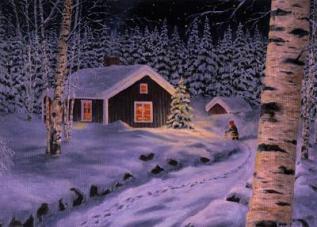  Julkort tomte vid hus - A6 format - Nostalgiska.se