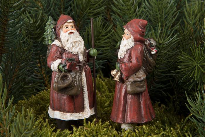 Bild 1,  Tomtestick för julgrupp, tomte med säck 9,5 cm - 2 pack - Nostalgiska.se
