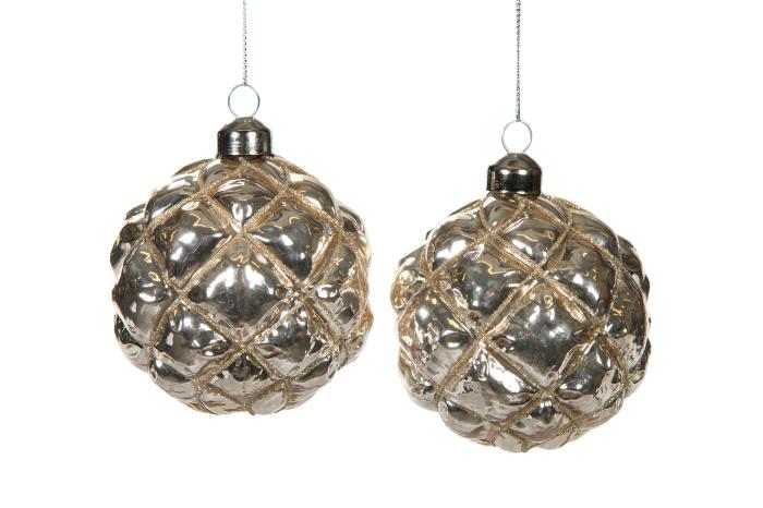 Bild 1,  Julkula Glaskula Lucia Silver 8cm - 4 st - Nostalgiska.se