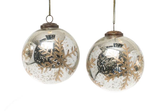 Bild 1,  Julkula Glaskula Snöflinga 12 cm - 4 st - Nostalgiska.se