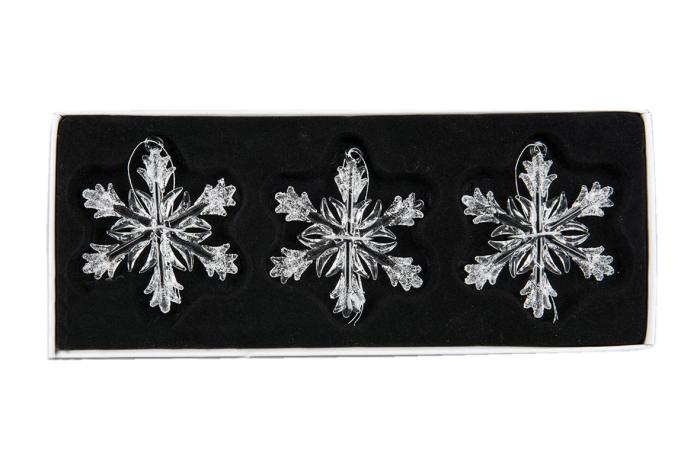 Bild 1,  Julgranspynt- glashänge Snöflinga - 3 st - Nostalgiska.se