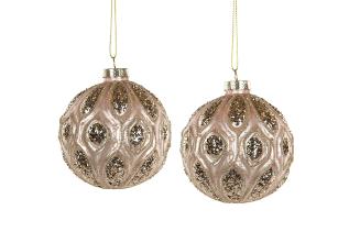  Julkula Glaskula Gloria Sparkle 8 cm - 4 st - Nostalgiska.se