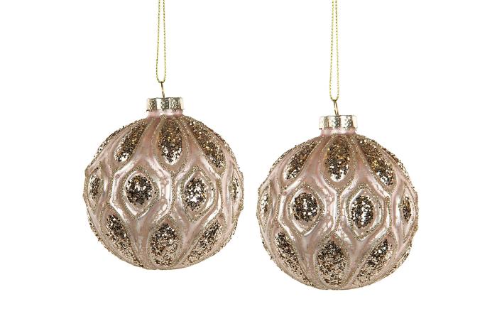 Bild 1,  Julkula Glaskula Gloria Sparkle 8 cm - 4 st - Nostalgiska.se