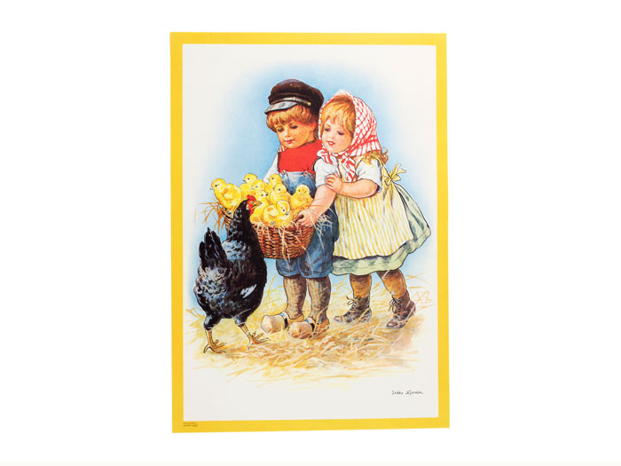  Påskbonad Barn med kycklingkorg - Nostalgiska.se