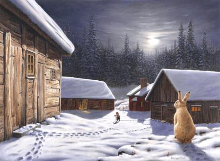  Julkort Hare tittar på tomte - Nostalgiska.se
